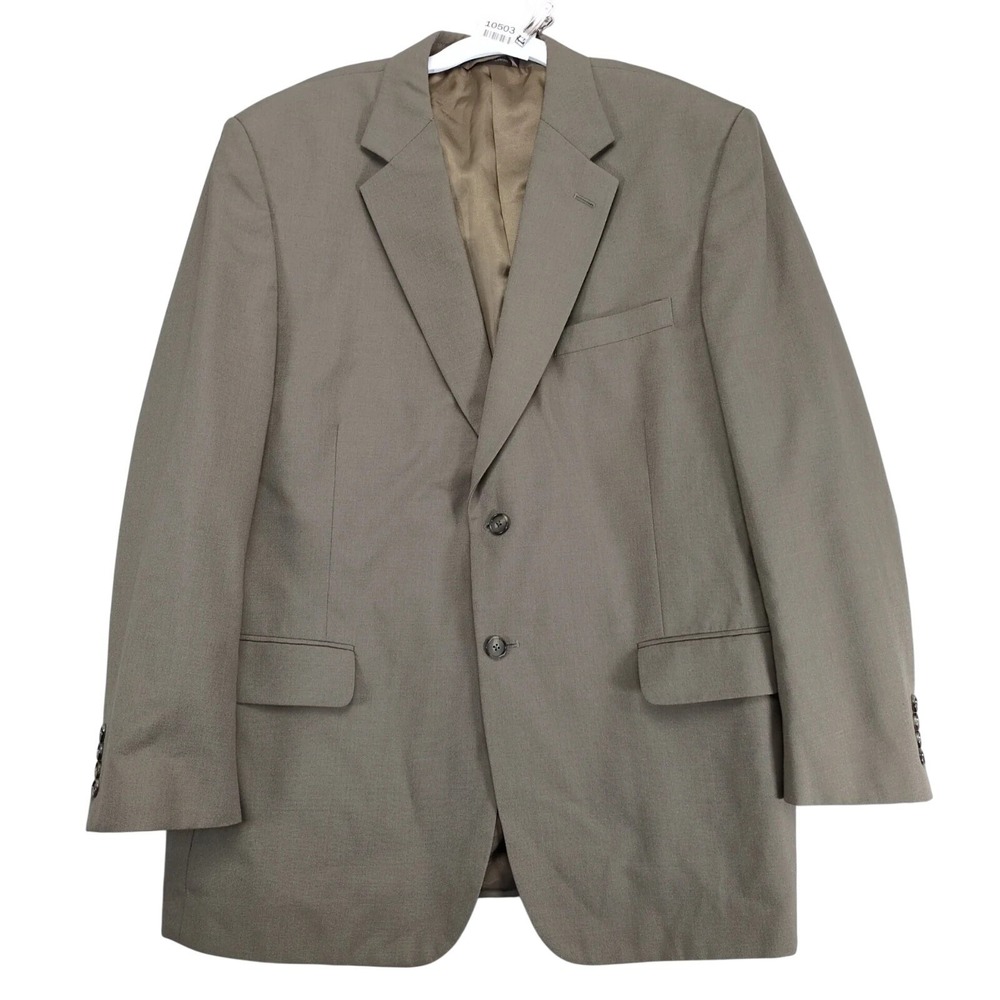 Meeting Street Tan Suit Jacket Mens 46R Wool Blend Performance Blazer Classic
